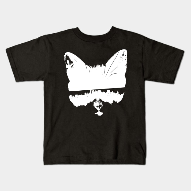 City Kitty (Subway Stop Sunglasses) Kids T-Shirt by BigBridgeStudios